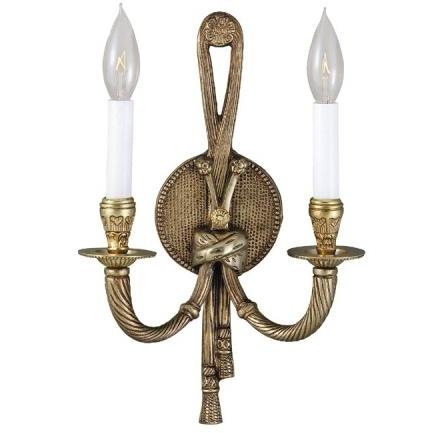 Wall Sconce Two Light Fixture In Cameo Brass Finish - 2 Bulbs