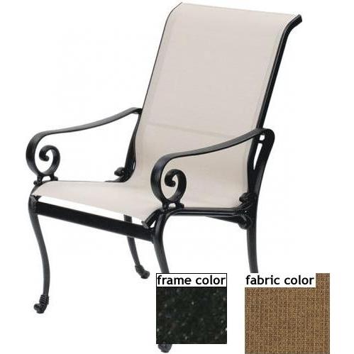Suncoast Soleil Sling Hi-Back Dining Chair - Ebony Frame And Raku Fabric