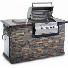 Fire Magic Brick Base Grill Island And Russet Granite Counter W/ Aurora A430 Propane Gas Built-in Grill