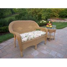 Oakland Living Resin Wicker 2 Piece Loveseat And Side Table Set With Cushions