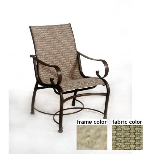 Barcelona Aluminum Low Back Sling Dining Chair With Saddle Frame And B0652 Fabric by Casual Creations