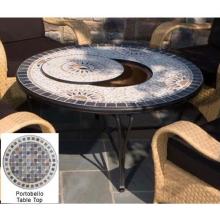 Alfresco Home Portobello Outdoor Lounge Table With Fire Pit And Beverage Center - 30 Inch Round