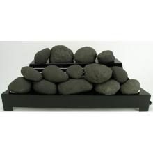 Rasmussen 30 Inch Black ALTERNA See-Thru Vent Free Propane Gas FireStones With Black Chassis And Variable Flame Remote