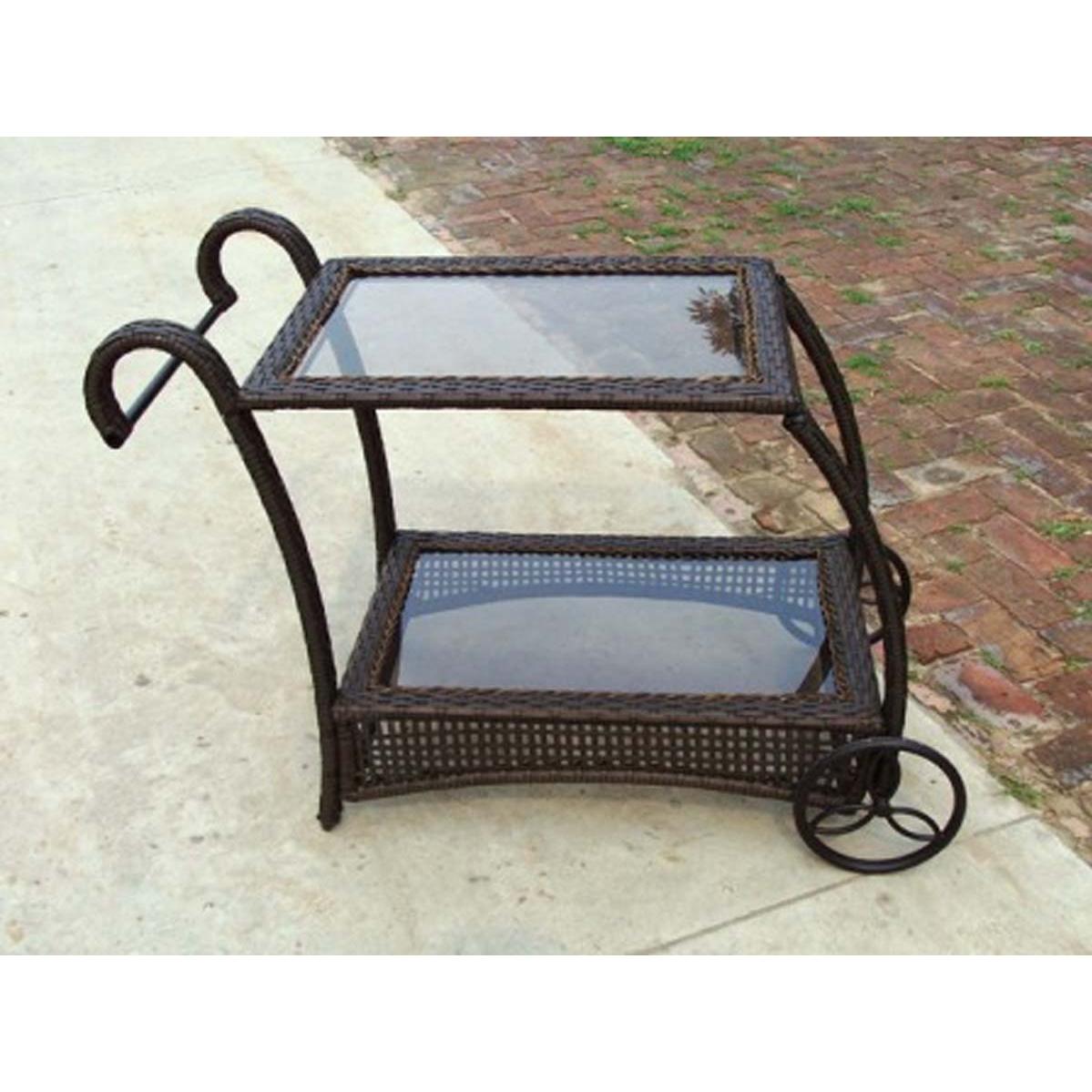 Oakland Living Resin Wicker Service Cart - Coffee