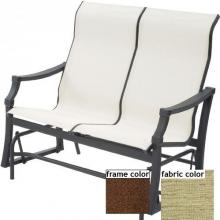 Suncoast Devereaux Sling Supreme Loveseat Glider - Cabernet Frame And Cosmo Green Fabric
