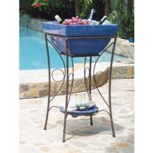 Alfresco Home Outdoor Beverage Cooler With Iron Stand, Square - Blue