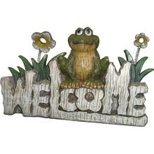 Alpine Frog Welcome Sign Statuary