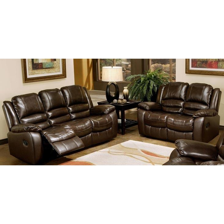 Abbyson Living Brownstone Reclining Leather Sofa And Loveseat Set