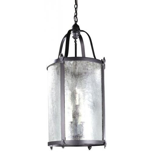 Iron Lanterns Collection Hanging Globe Light Fixture In Handmade Iron In Rust Finish - 9 Bulbs