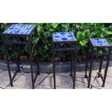Alfresco Home Blue Martini Bubble Square Plant Stands-S/3