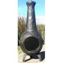 The Blue Rooster Butterfly Style Cast Aluminum Chiminea With Propane Gas Conversion Kit - Gold Accent