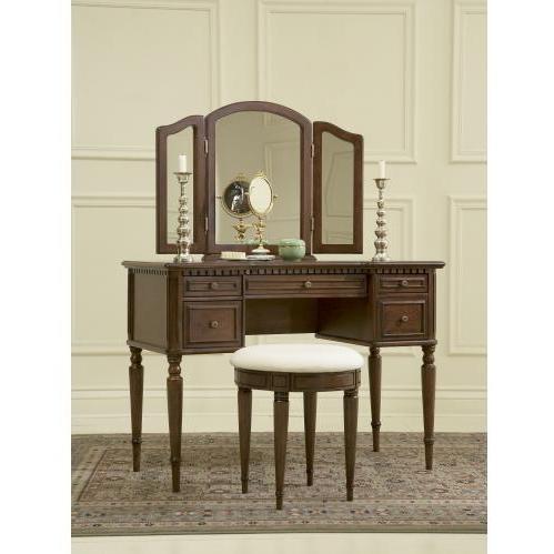 Powell Furniture - Warm Cherry Vanity, Mirror & Bench - 429-290