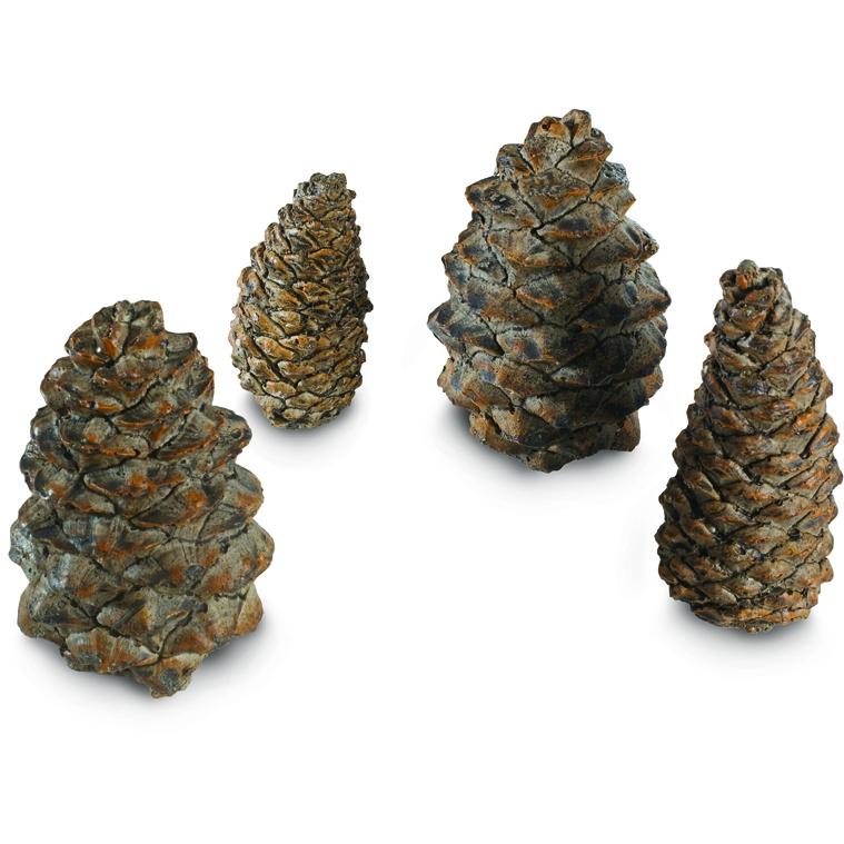 Peterson Gas Logs Decorative Ceramic Pine Cones In Assorted Sizes - Set Of 4