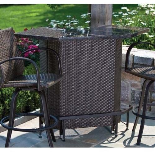Alfresco Home Vento Outdoor Mezzo Granite Top Wicker Bar Table