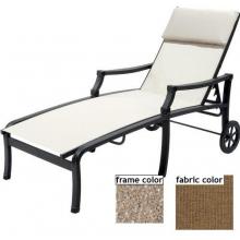 Suncoast Devereaux Sling Chaise Lounge With Wheels - Sahara Frame And Raku Fabric