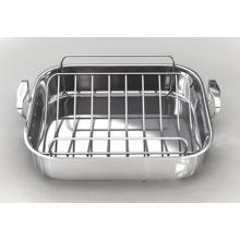 Chefs Design Traditional Series Stainless Steel French Roaster With Stainless Steel Roasting Rack - 16.75 Inch
