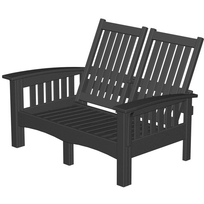 Poly-Wood Recycled Plastic Wood Mission Loveseat - Cushion Included