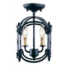 Iron Lanterns Collection Ceiling Mount Two Light Fixture In Rust Finish - 2 Bulbs