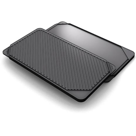 Chefs Design Cast Aluminum Double Burner Reversible Grill/Griddle - Hard Coat Anodized