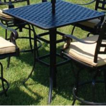 Alfresco Home Weave 36 Inch Square Bar Table & Base With Umbrella Hole - Antique Topaz