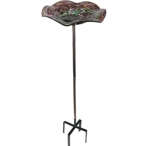 Alpine Glass Bird Bath Brown