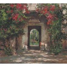 Flowered Doorway Poster Print