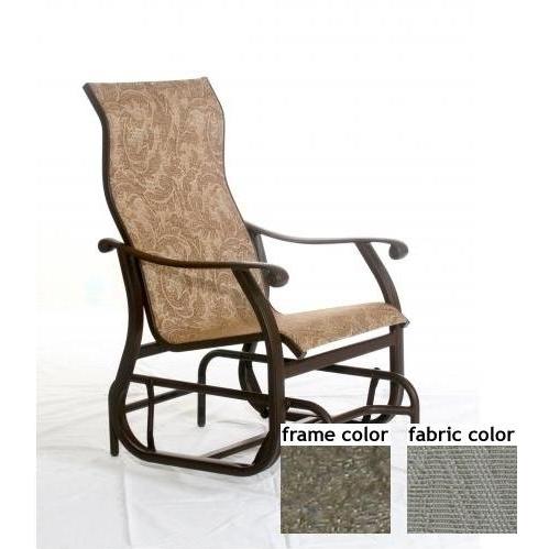 Sterling Aluminum High Back Sling Glider With Scavo Bronze Frame And A0109 Fabric