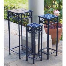 Alfresco Home Blue Martini Outdoor Plant Stands (Set Of 3) - Square