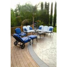 Meadow Decor Athena Cast Aluminum Patio Lounge Set - Mocha Stone Finish