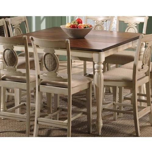 Hillsdale Cumberland Counter Height Table With 18 Inch Leaf And Pattern Veneer - Antique Buttermilk