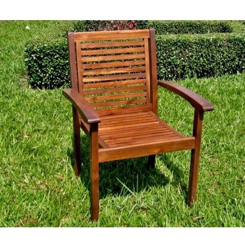 Acacia Wood Contemporary Slatted Chair - Stain Finish