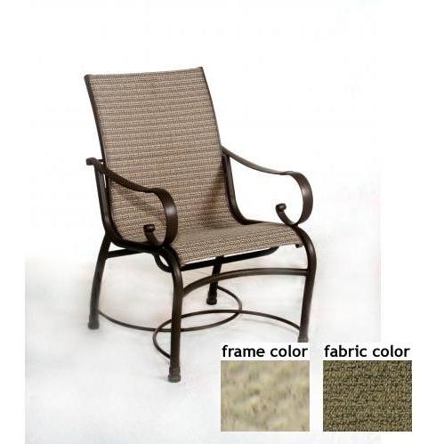 Barcelona Aluminum Low Back Sling Dining Chair With Saddle Frame And C0750 Fabric by Casual Creations