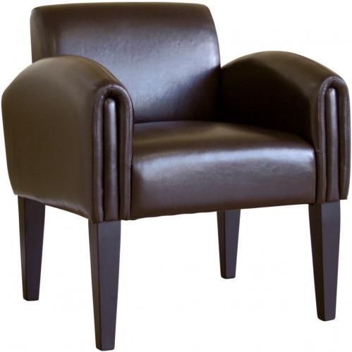 Wynda Leather Accent Chair In Dark Brown.