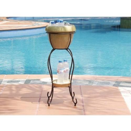 Alfresco Home Duetto Outdoor Beverage Cooler With Shelf And Stand - Antique Cream