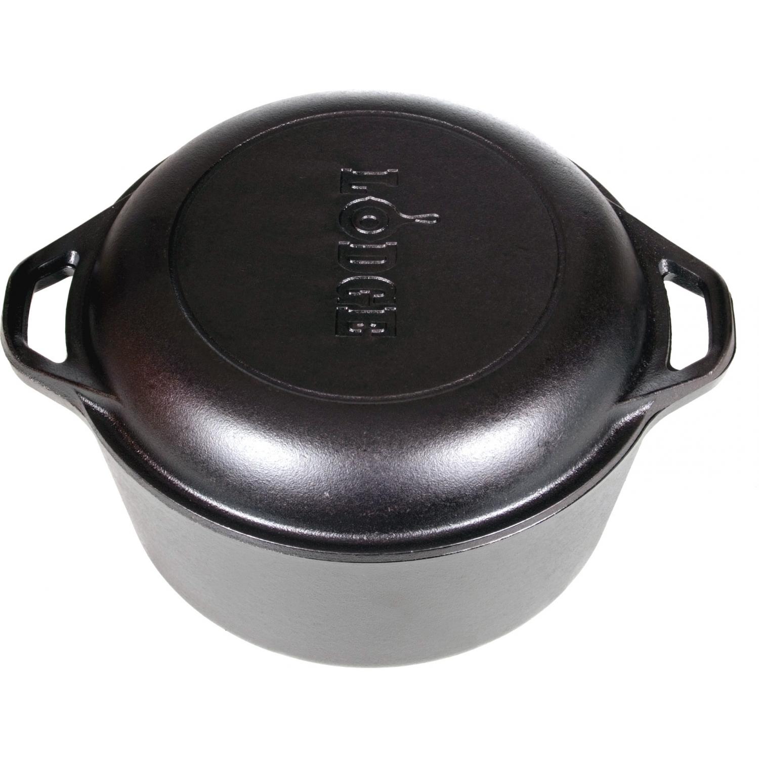 Lodge Dutch Ovens Logic 5 Quart Cast Iron Double Dutch Oven And Casserole/ Skillet Lid - L8DD3