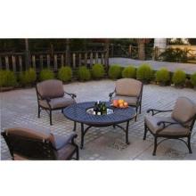 Darlee Nassau Cast Aluminum Patio Tea Table Set With Cushions - 52 Inch Round