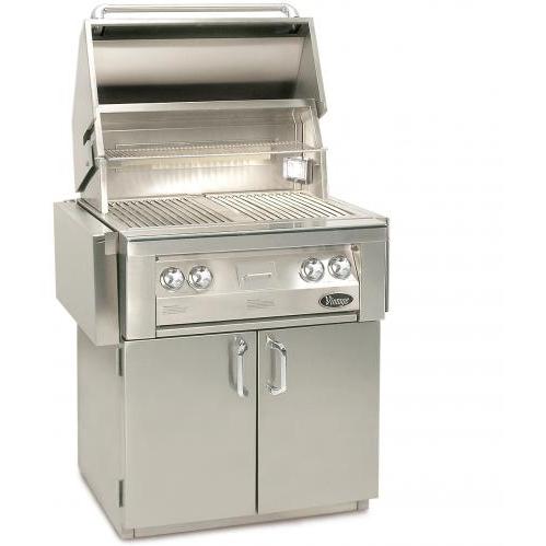 Vintage Gas Grills 30 Inch Propane Grill On Cart With Smoker Burner, Rotisserie Burner, And Adjustable Infrared Sear Zone