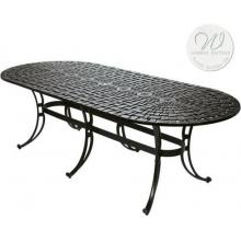Windham Castings Scroll Dining Table With 76 Inch Oval Woven Table, White
