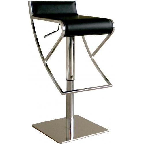 Rowin Low-back Leather Adjustable Barstool In Black