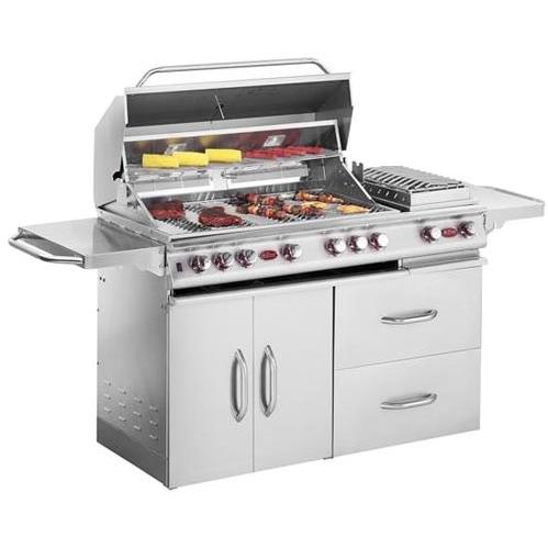 Cal Flame Gas Grills 40 Inch 5 Burner Propane Gas Grill On Cart With Double Side Burner