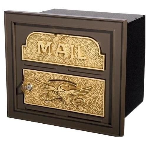 Classic Series High Security Locking Column Mailbox Faceplate - Bronze W/ Polished Brass