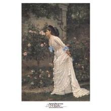 A Girl And Roses Poster Print