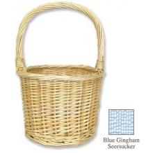 SMALL NATURAL WILLOW EASTER BASKET WITH BLUE GINGHAM SEERSUCKER LINER