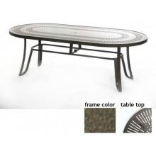 Ellington 42 X 84 Inch Aluminum Oval Dining Table - Aluminum Starburst Pattern With River Rock Frame