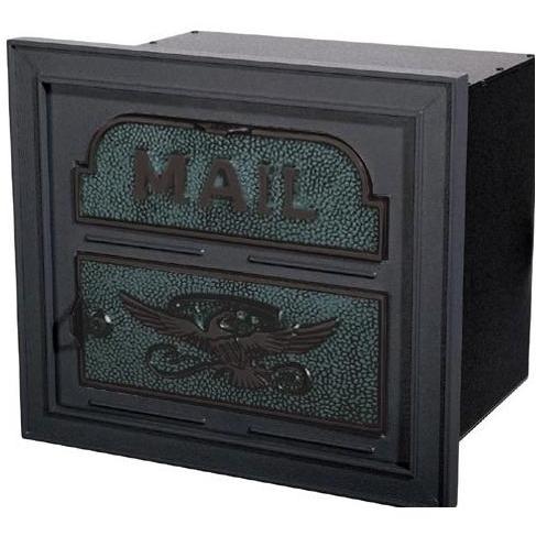 Classic Series High Security Locking Column Mailbox Faceplate - Black W/ Verde Brass