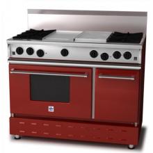 BlueStar Range RNB 48 Inch Propane Gas Range With Griddle And Charbroiler - Ruby Red