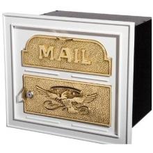 Classic Series Locking Column Mailbox Faceplate - White W/ Polished Brass