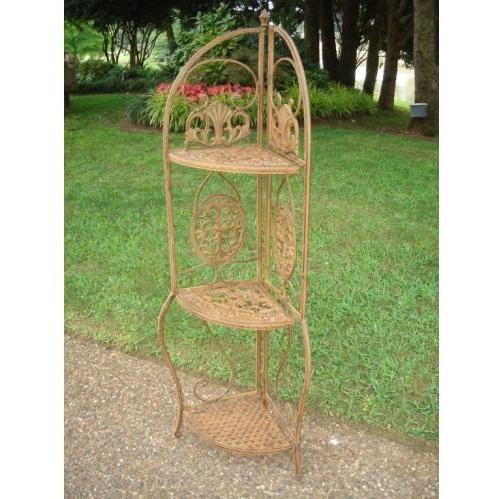 International Caravan 3 Tier Folding Corner Shelf Rust