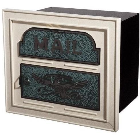 Classic Series High Security Locking Column Mailbox Faceplate - Almond W/ Verde Brass