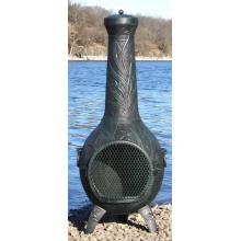 The Blue Rooster Orchid Style Cast Aluminum Chiminea With Natural Gas Conversion Kit - Antique Green
